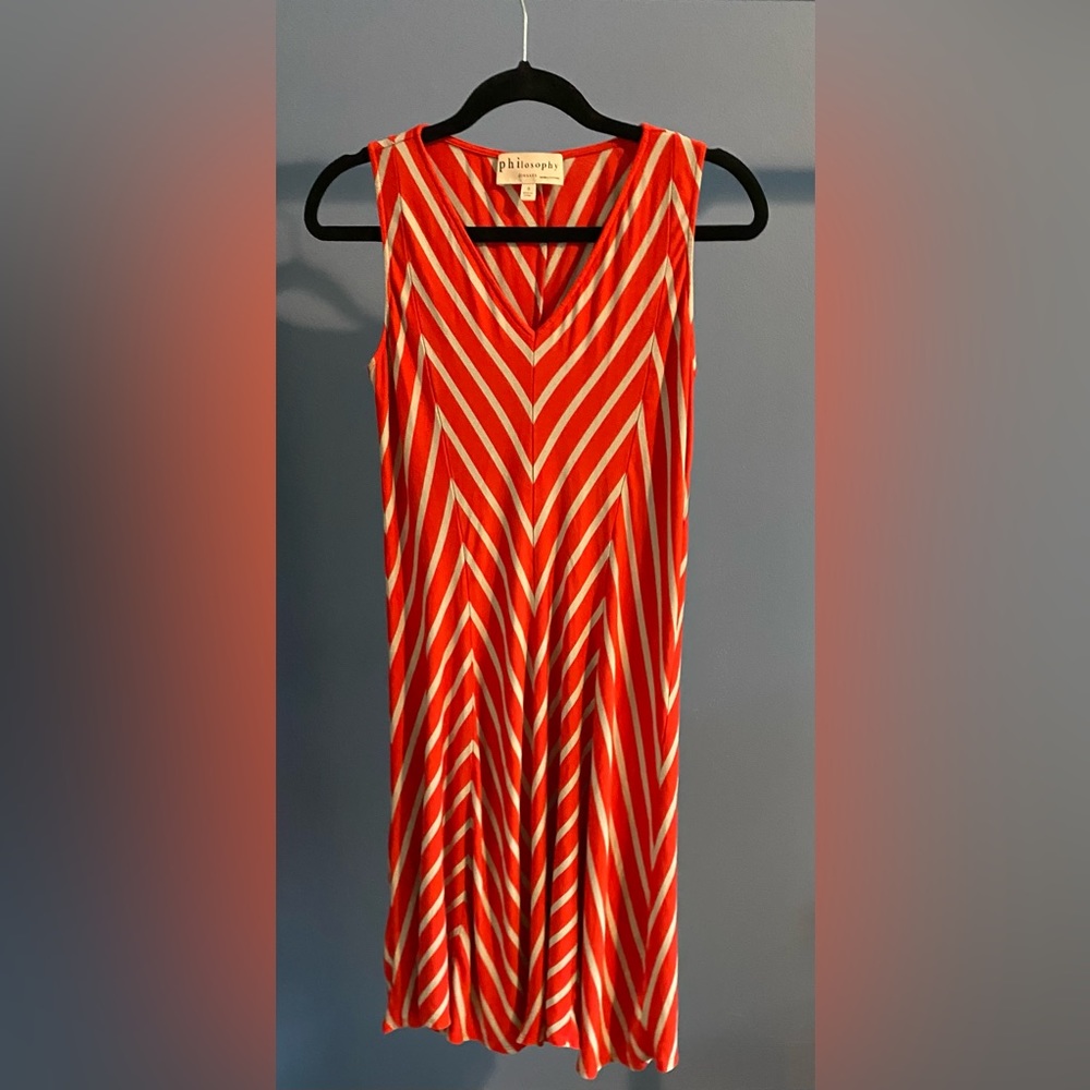 Orange and Tan striped midi dress